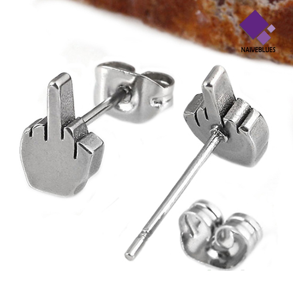 Anting Stud Pola Jari Bahan Stainless Steel Anti Karat Anti Alergi