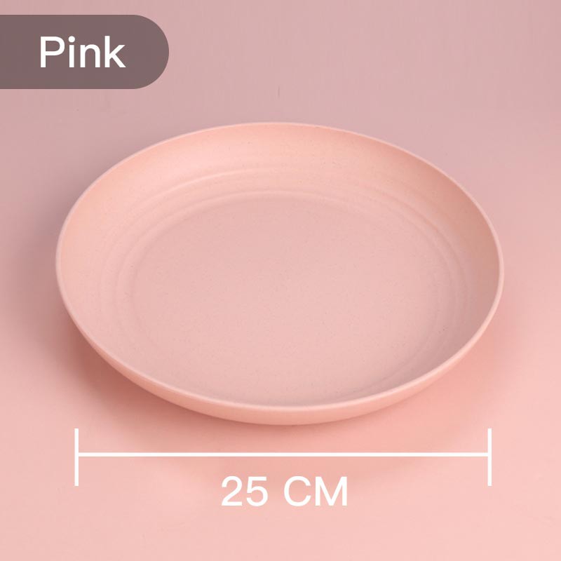 ❤ READY STOCK❤Piring Makan Saji |14.5、 20 、23 dan 25 cm Round Plate Piring Saji | Ramah Lingkungan | Biodegradable-25cm-Pink