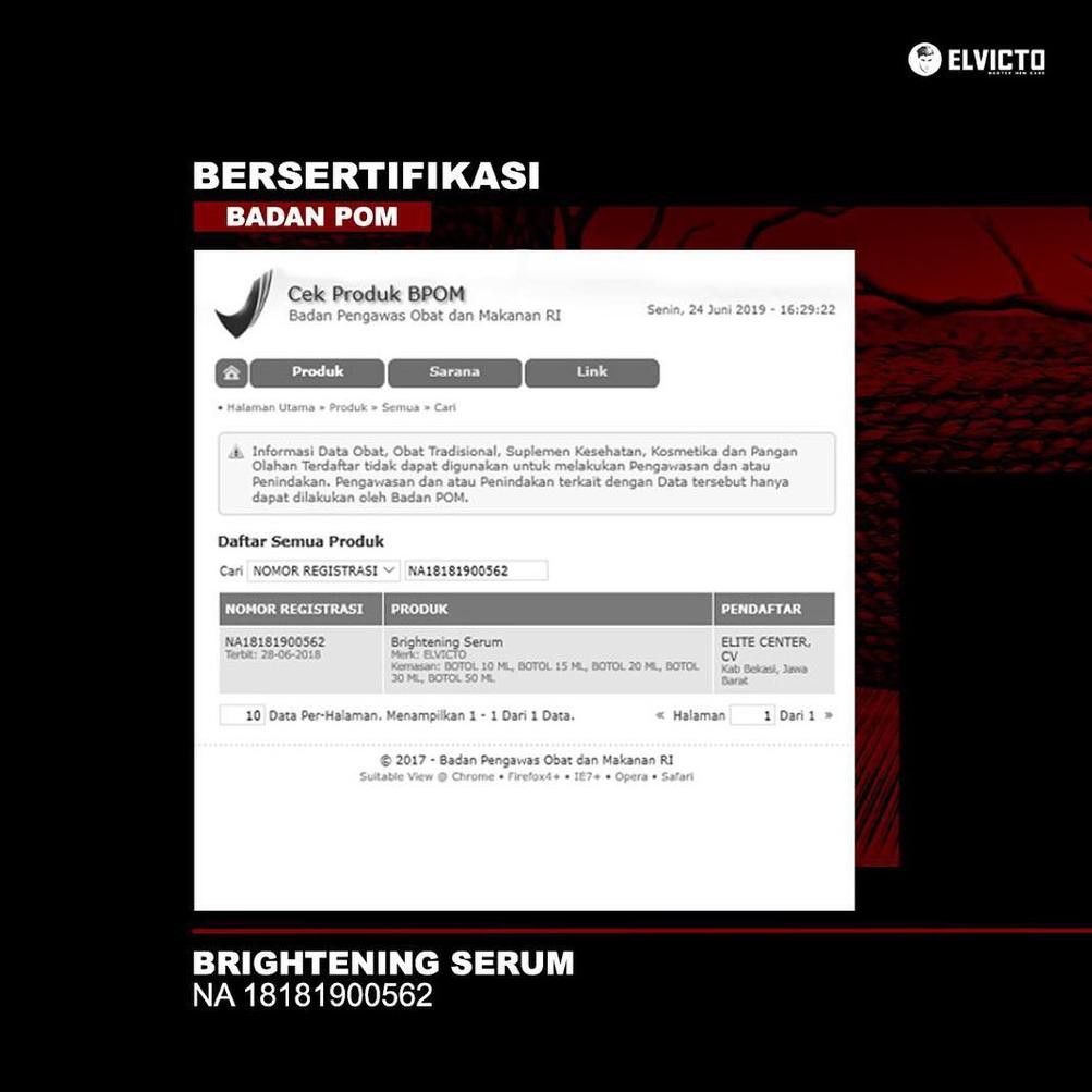Mgp73 ELVICTO Skincare Pria Perawatan Wajah Brightening Serum Pencerah Moisturizer Cream BPOM °•.¸¸.