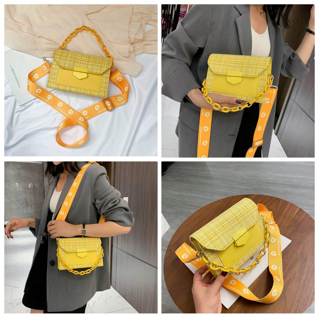 TAS SELEMPANG WANITA IMPORT KAZMA KOREA TALI LEBAR MURAH SLING BAG RANTAI KECIL FASHION PROMO