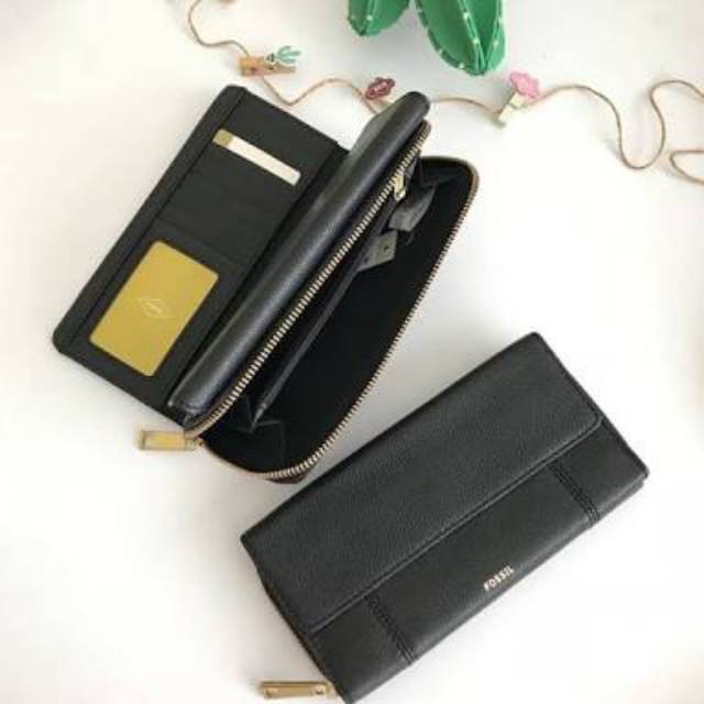 Fossil Jori Flap Wallet Black Original