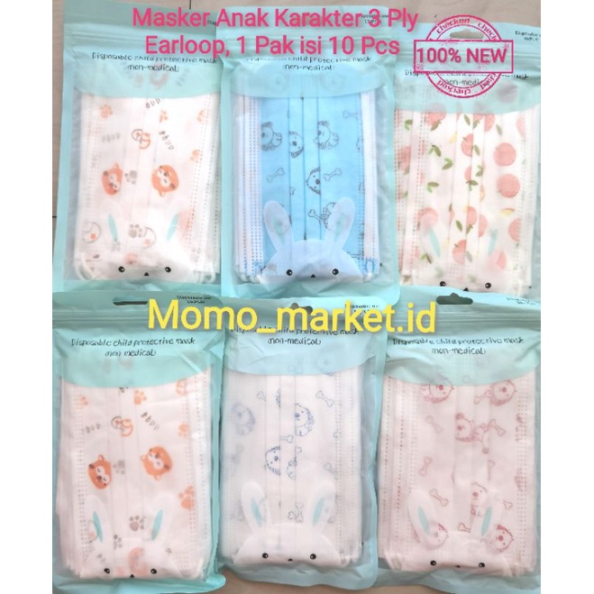 Masker Anak Earloop 3 Ply isi 10 Pcs