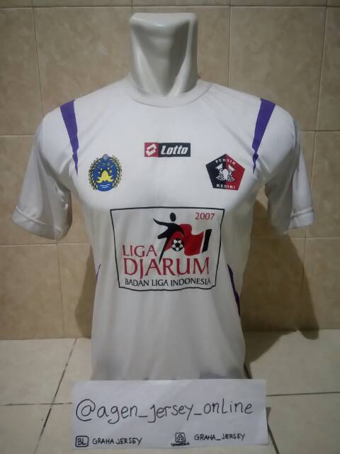 Jersey Persik Kediri Away Liga Djarum 2007 Putih Retro Lokal