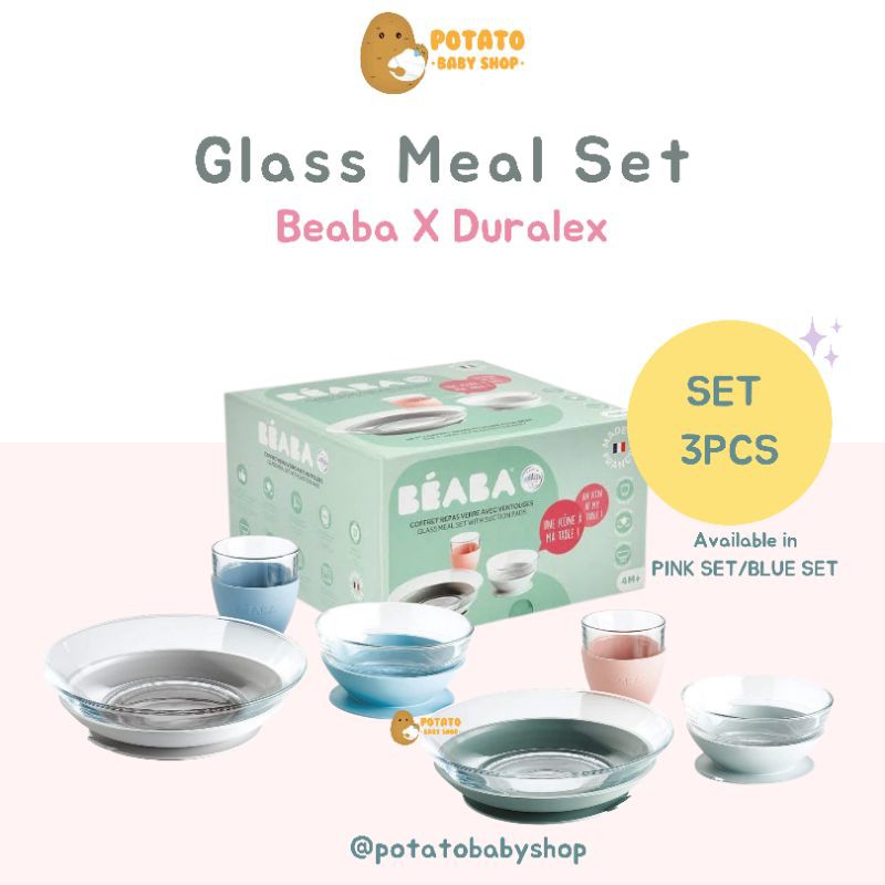 Beaba Duralex Glass Meal Set - Peralatan Makan Kaca Beaba