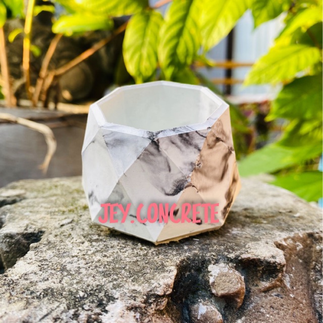 Pot Mini Sukulen Hexagonal Semen