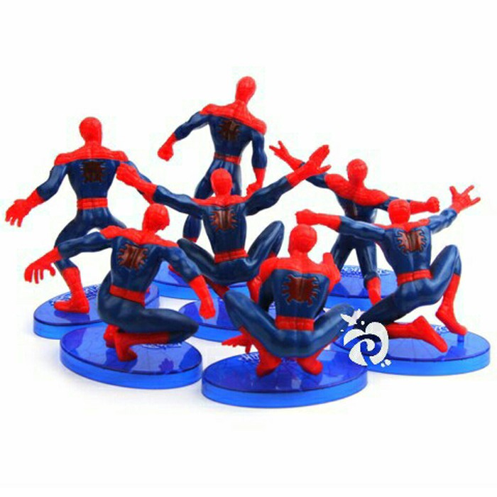 Figure Set Spiderman 1 Set Isi 7 Pcs / Topper Kue Spiderman