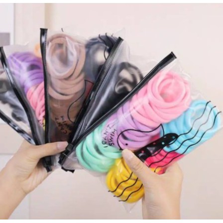Ready Ikat Rambut Donat Korea Isi 50Pcs + Free Pouch