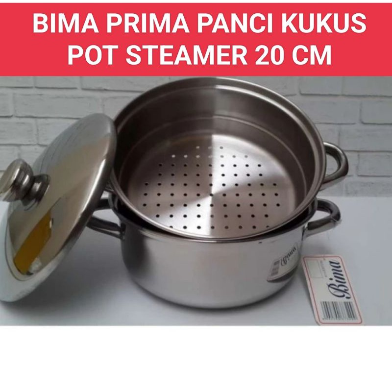 BIMA PRIMA PANCI KUKUS 20 CM POT STEAMER STAINLESS STEEL 2 TINGKAT