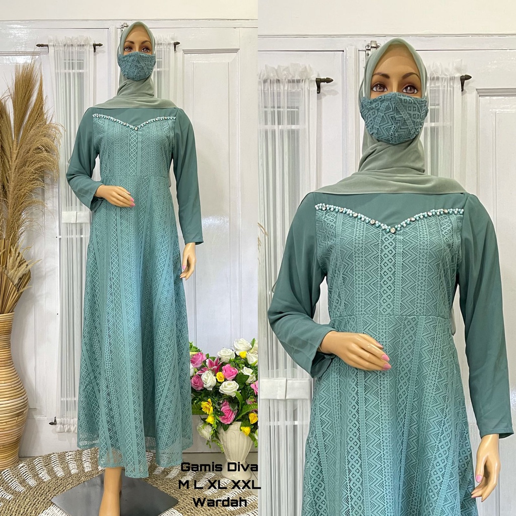 Permata Olshop / Gamis Diva JN / Kebaya Gamis Pesta Mewah / Baju Kondangan