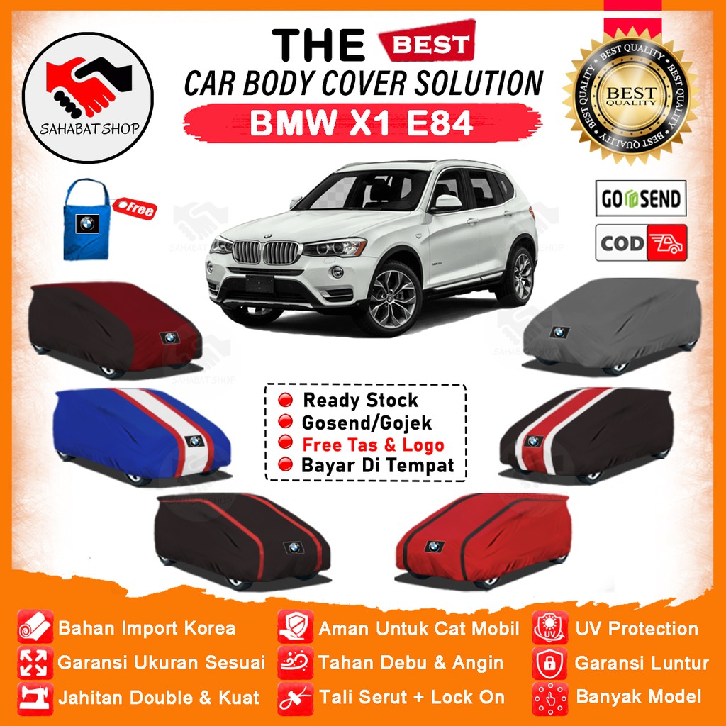 Sahabat Body Cover Mobil BMW X1 / Sarung Penutup BMW E84 Outdoor / Selimut Mantel Tutup Pelindung Jas Mantol Kerudung Pembungkus Kelambu Kerodong Terpal Tutupan Bungkus Mobil BMW X1 E-84  Waterproof Anti AIr Model Orange