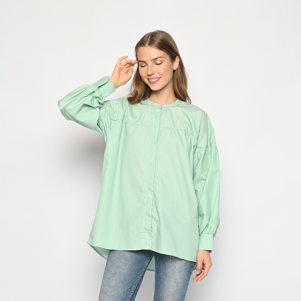 Round Neck Poplin Shirt (Kemeja Oversize)