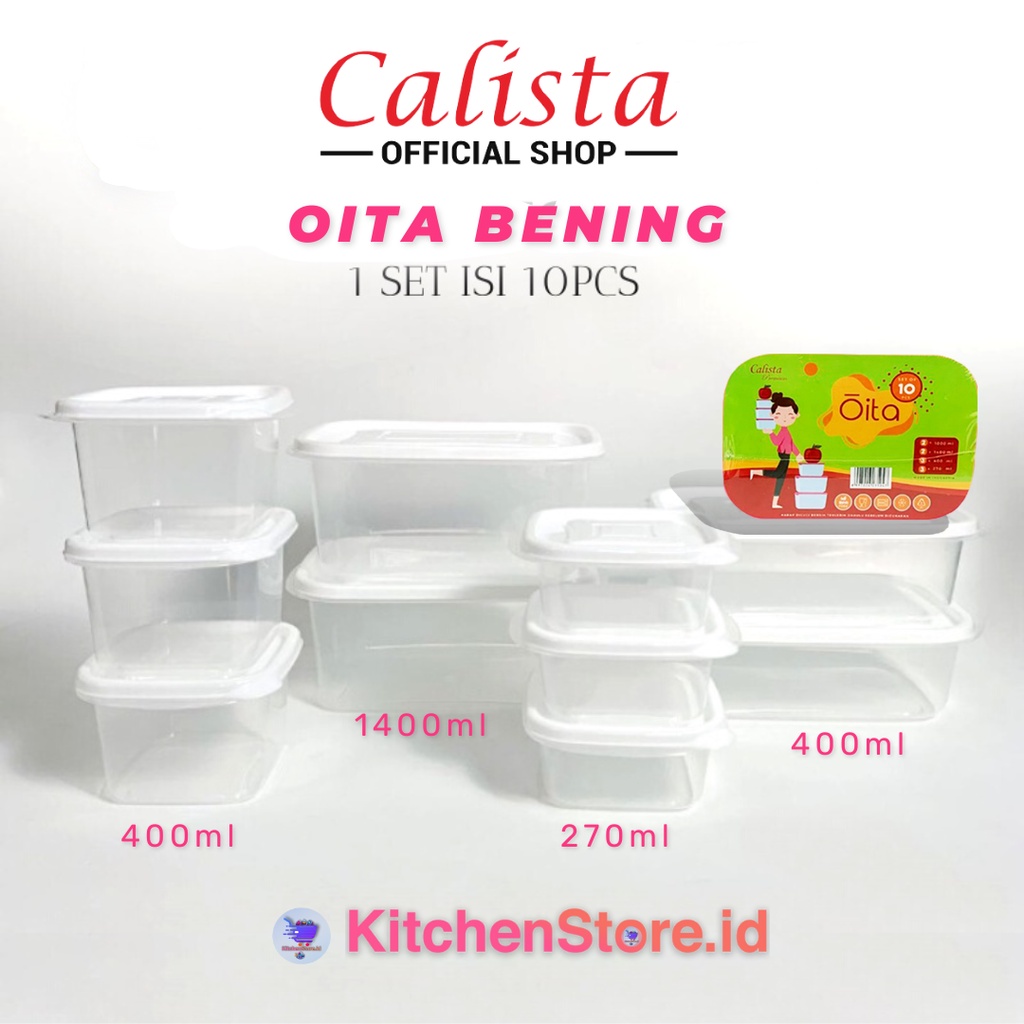 TOPLES BENING CALISTA OITA PUTIH SET 10 PCS WADAH KULKAS SET BERSIH KONTAINER PENYIMPANAN MAKANAN SET FOOD CONTAINER FOOD PREPARATION SET