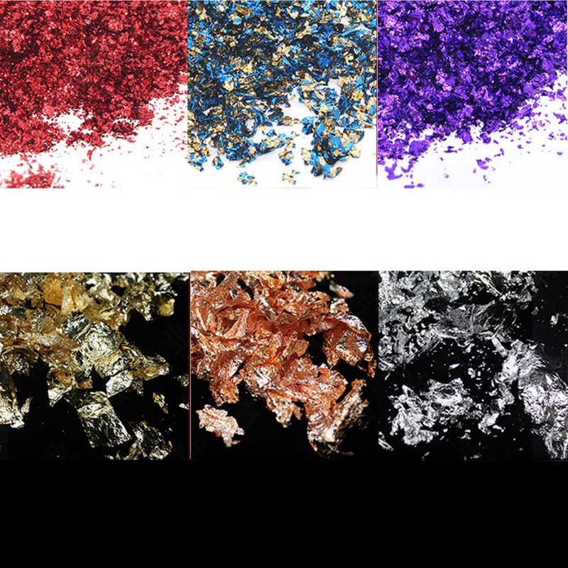 SIY  6 Colors Gold Leaf Gilding Resin Flakes Metallic Foil Flakes Painting Resin Arts