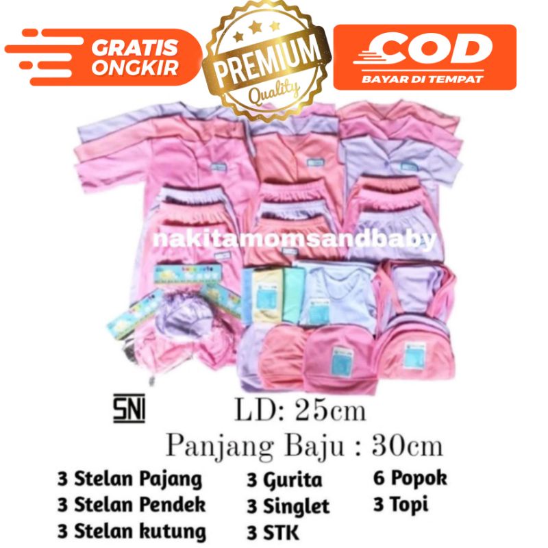 Paket Hemat Perlengkapan Baju Bayi Celana Kado topi popok gurita jumper Newborn Girl SNI promo 8.8