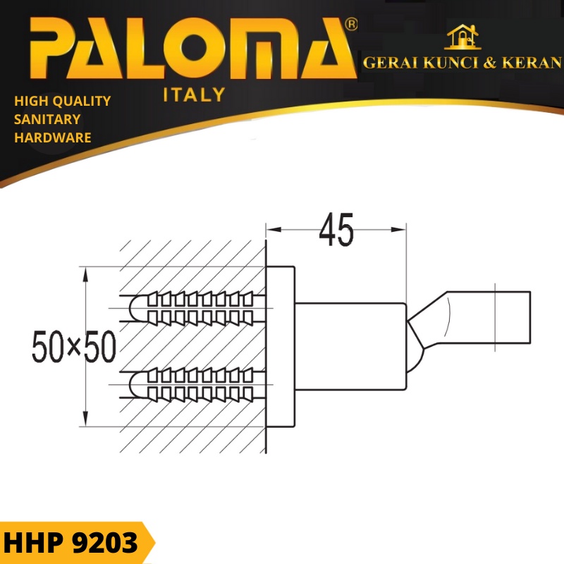 Hand Shower Holder PALOMA HHP 9203 Pegangan Tatakan Gantungan HITAM BLACK MATTE