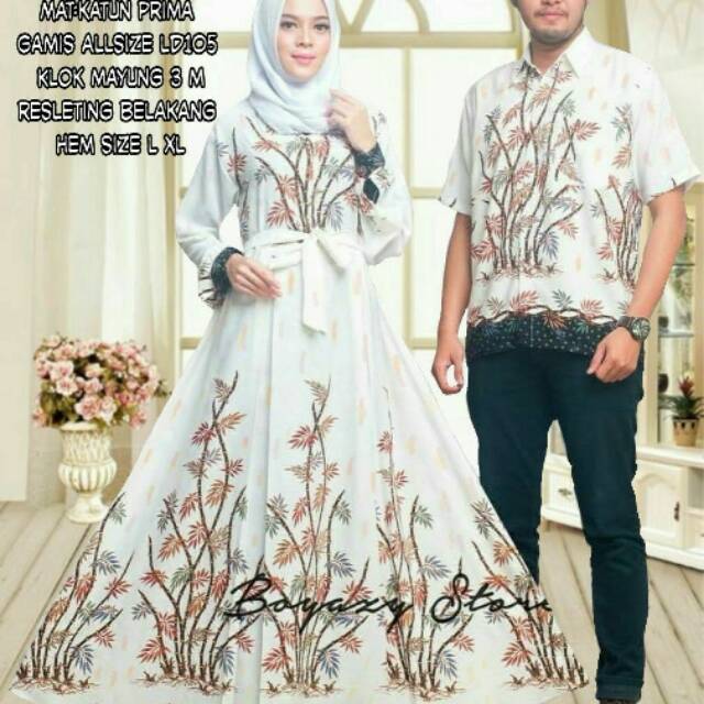 GROSIR BATIK COUPLE GAMIS BAMBU PUTIH