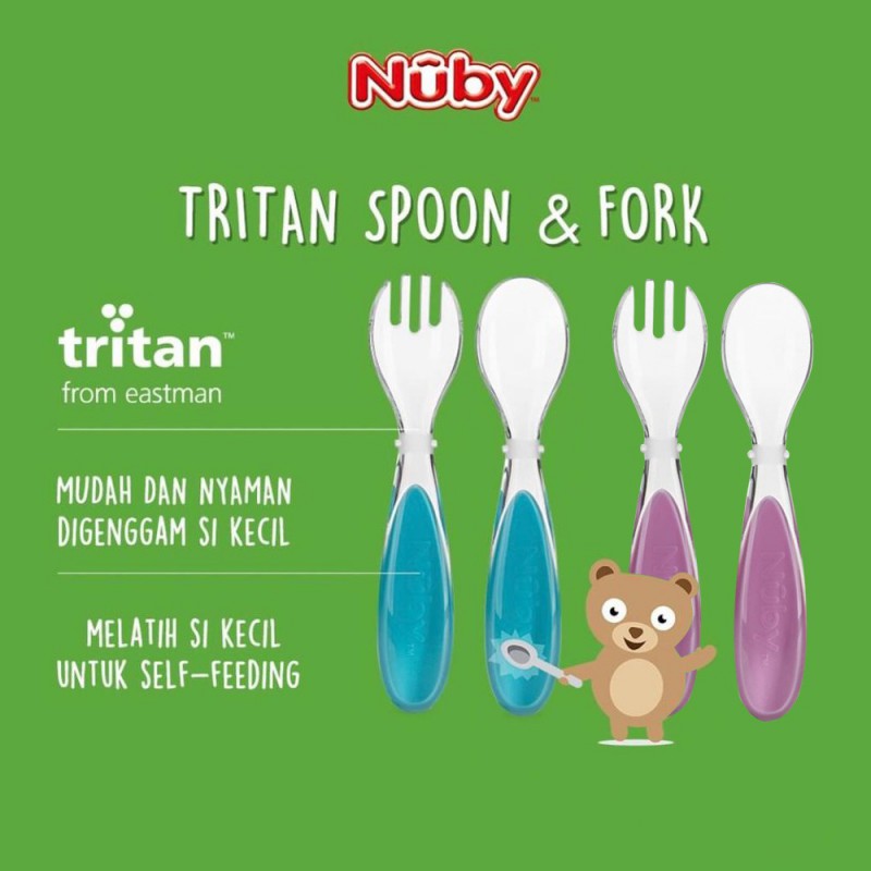 Nuby Tritan Spoon &amp; Fork (Blue)