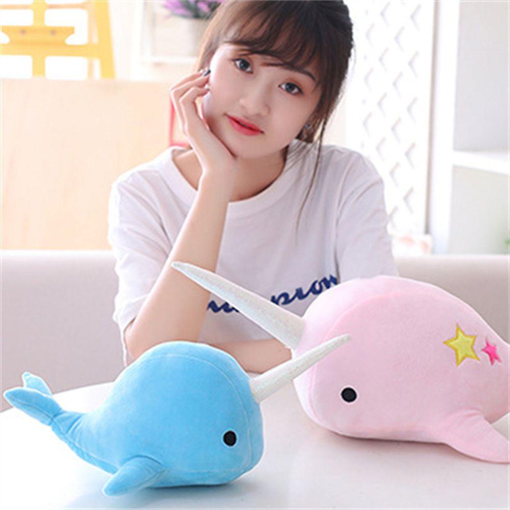 REBUY Rebuy Whale Plush Toy Hadiah Ulang Tahun Anak Hadiah Mainan Lembut Bayi Kid Girl Mainan Mewah Mainan Dekorasi Binatang Laut