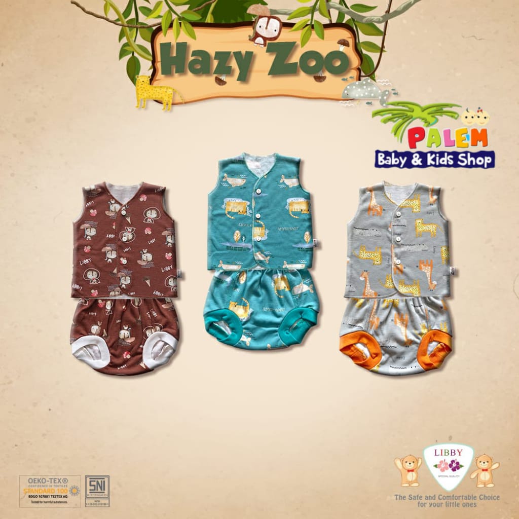 libby setelan baju kutung dan celana pop size newborn dan 3-6bulan isi 3pcs