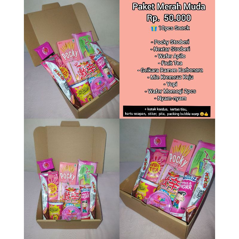 

SNACK BOX / HAMPERS BOX MERAH MUDA (Birthday, Graduation, Kado)