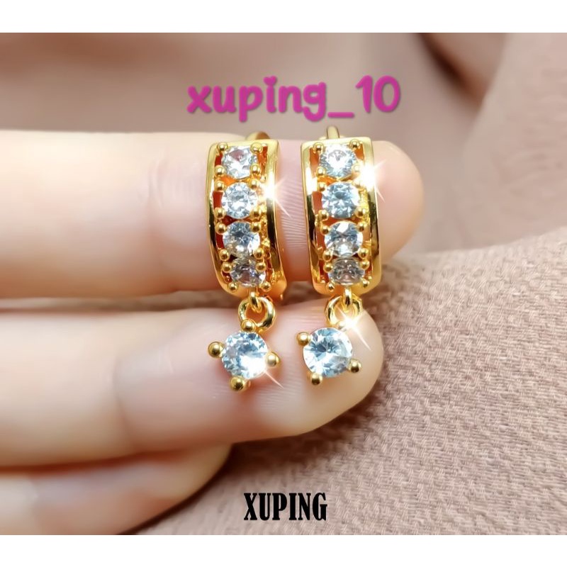 Anting Motif Jepit Mata Baris Gold Terbaru Perhiasan Wanita Fashion