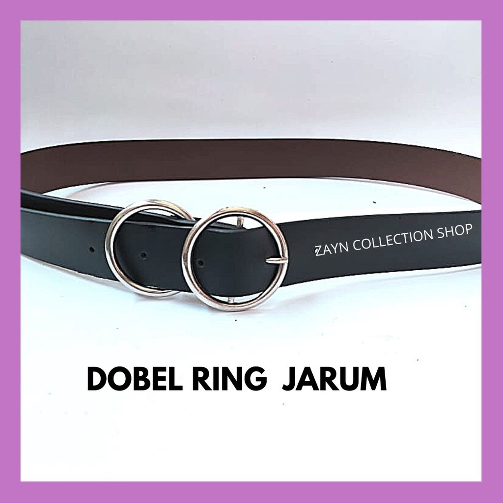 Ikat Pinggang Wanita Model Korea Fashion Dobel Ring Belt Bulat Premium Gesper Sabuk Cewek Polos