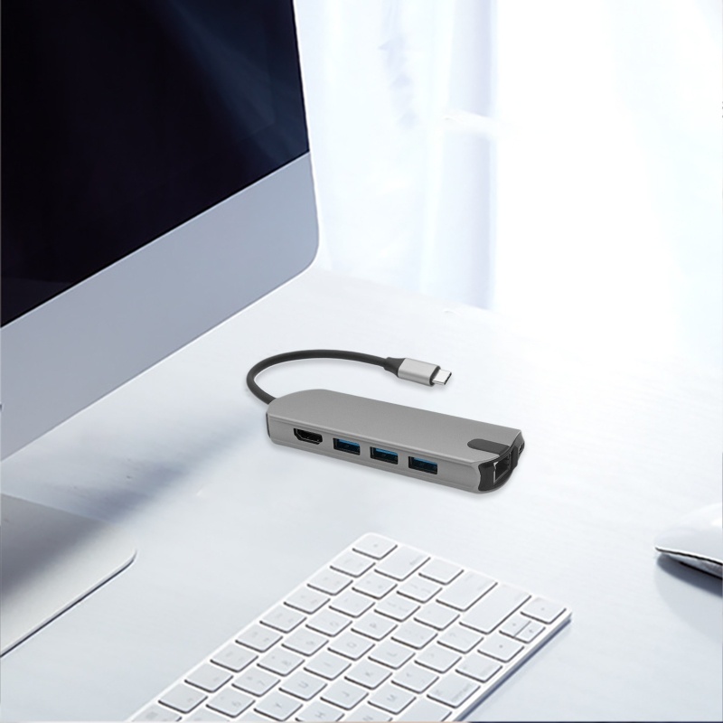 Vivi HUB Docking Station 8 In 1 3 Port USB 3.0 / HDMI / Rj45 / PD Fast Charging