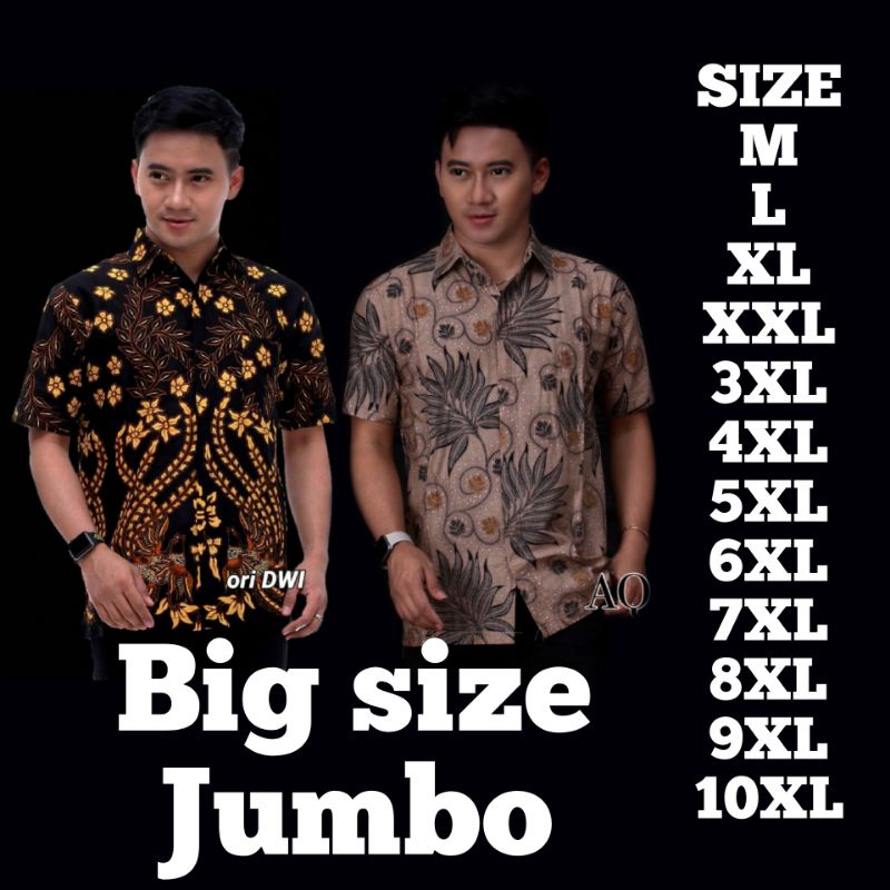 KEMEJA BATIK LENGAN PENDEK BIG SIZE JUMBO M.L.XL.XXL.3XL.4XL5XL.6XL.7XL.8XL.9XL.10XL