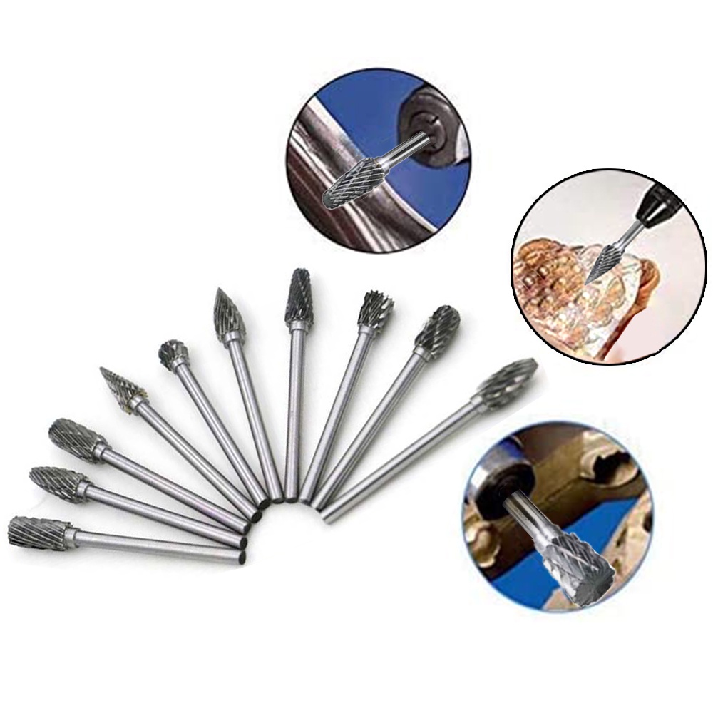 【COD+Dalam stok+Pengiriman Cepat】YUN-Mall 10 PCS Mata Bor HSS Kikir Ukir Kayu Mini Drill Grinder Mata Tuner Cun Set bor tuner porting 1 set murah / Mata Bor Tungsten Carbide Cone Spiral