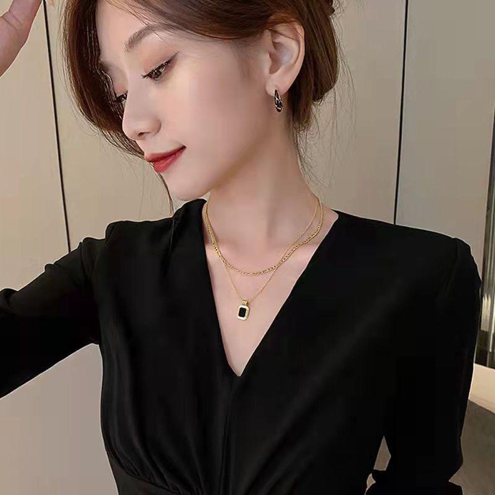 Mxbeauty Liontin Kubus Kalung Kreatif Hip Hop Gadis Hadiah Rantai Tembaga Sederhana Gaya Korea Kalung