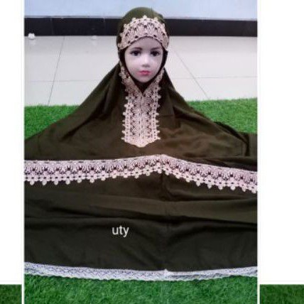 mukena anak renda syahrini/ mukena renda syahrini mukena anak rayon terusan