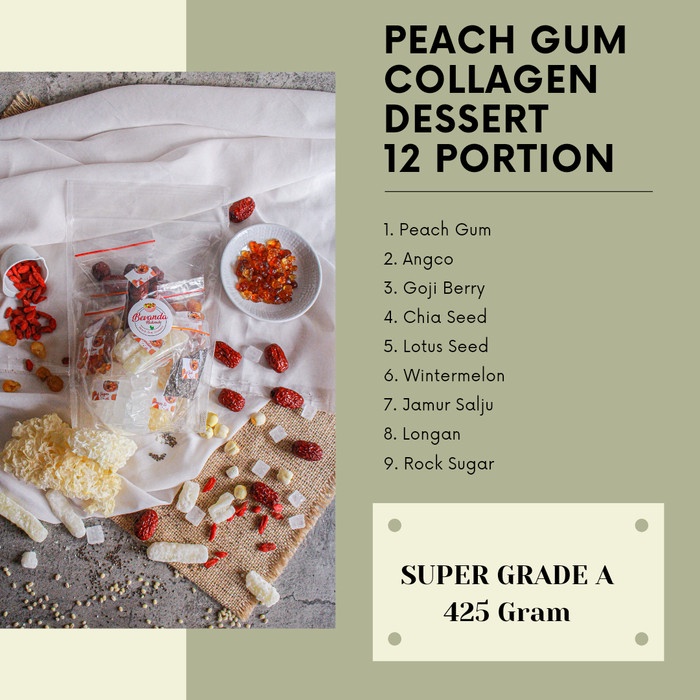 

PAKET 9 bahan peach gum dessert super grade A
