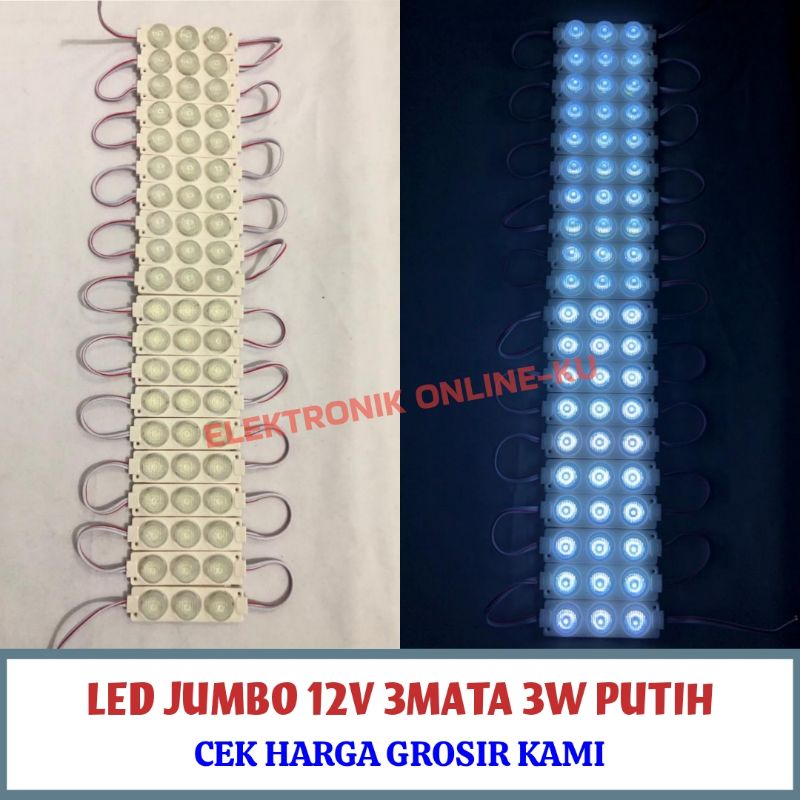 LAMPU LED JUMBO 12V 3MATA 3W PUTIH