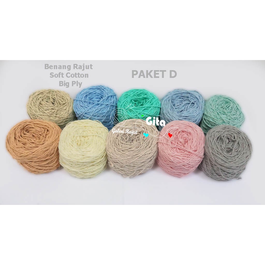 (Paketan) Benang Rajut Soft Cotton Big Ply