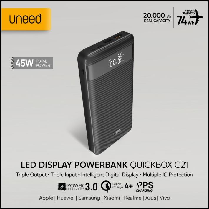 Uneed 20000Mah Powerbank Support Laptop 45W Qc 4.0 Pd 3.0 Pps - Upb152