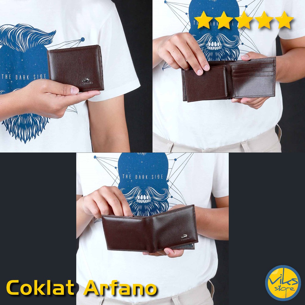 Dompet Cowok Pria Bahan Kulit Sintesis Wallet Polos Hitam Coklat