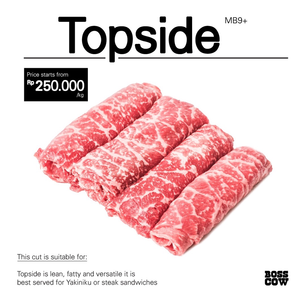 

Daging Sapi Tipis Low Fat Sliced Beef Top Side MB 9 AUS Import - 500gr