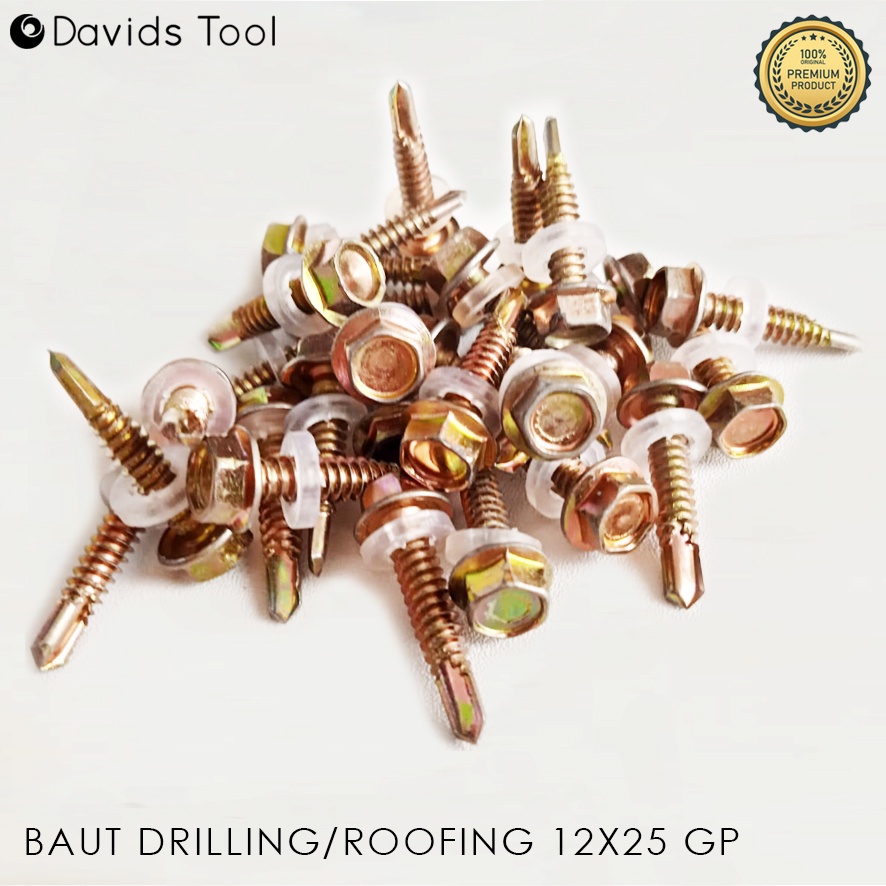 Baut Baja Ringan Drilling Sekrup Roofing Galvalum 12x25 Putih