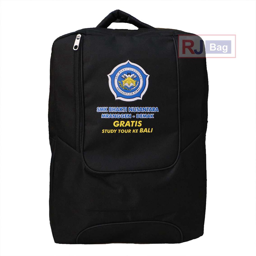 GROSIRAN TAS RANSEL POLO USA HITAM POLOS SABLON SMK BHAKTI NUSANTARA TAS SOUVENIR SEMINAR PROMOSI