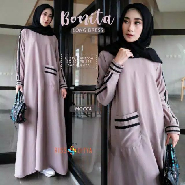 Bonita Dress | Moscrepe Premium | Gamis Sporty Terlaris