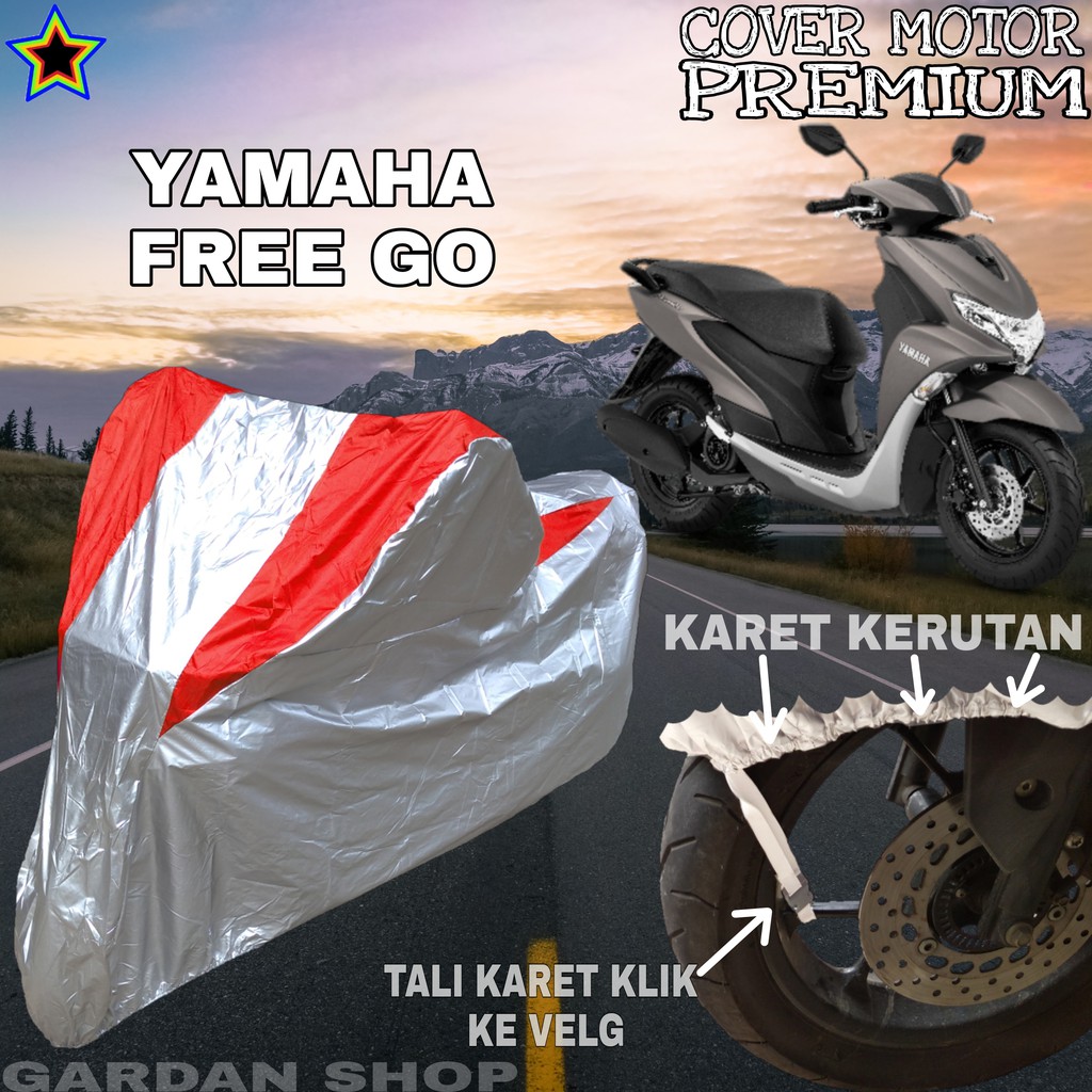 Sarung Motor YAMAHA FREE GO Silver MERAH Body Cover Penutup Motor Free Go PREMIUM