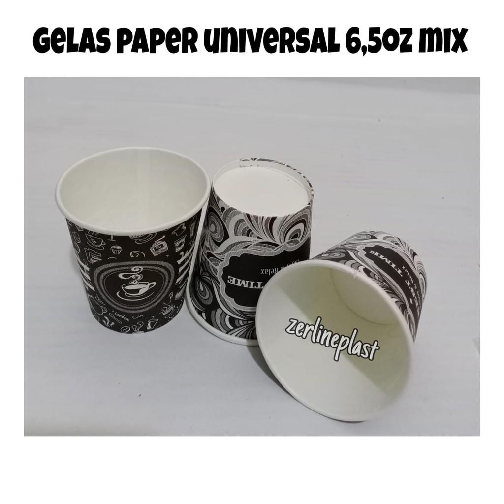 Gelas Paper UNV 6,5oz COFFEE MIX (gelas kertas, gelas kopi) @50pcs