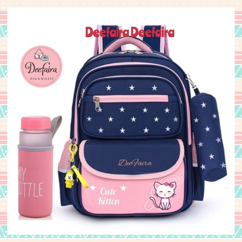 Ransel Sekolah Anak Wanita Backpack Perempuan Tas Punggung Anak TK SD SMP Set My Bottle dan Gantungan