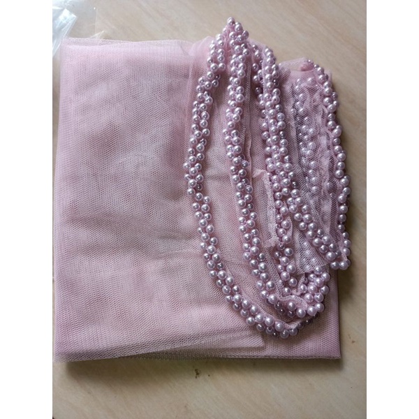 Slayer Pengantin / Hijab Pengantin / Veil Pengantin / Selendang Pengantin-pink