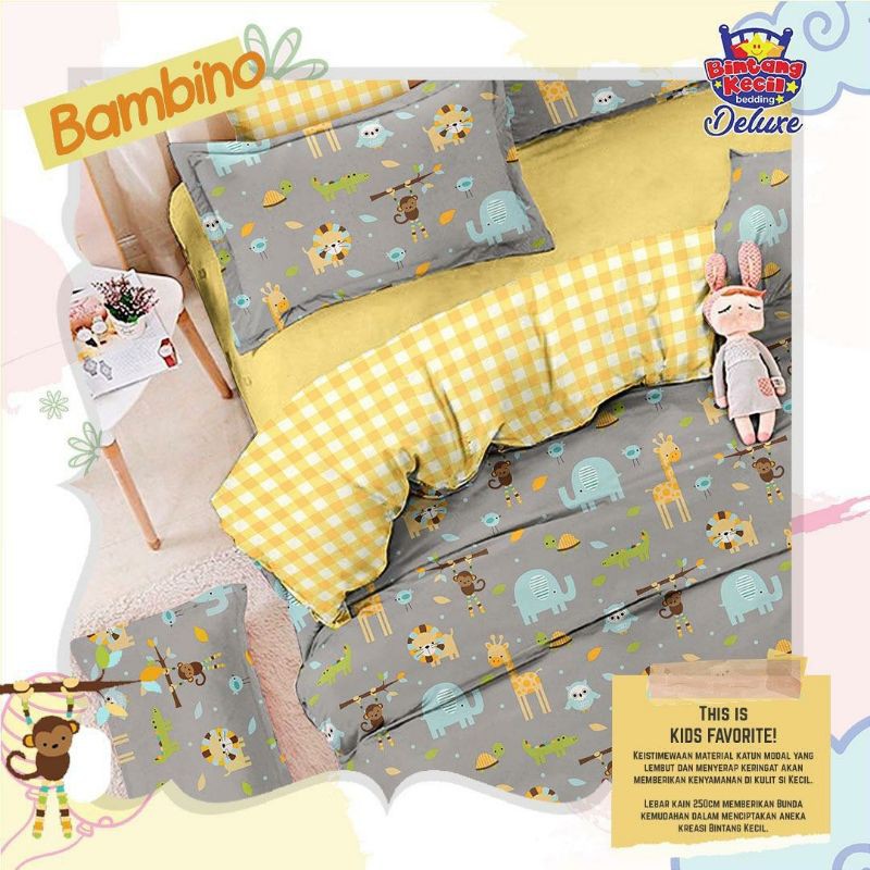 SPREI dan bedcover set katun lokal star motif BAMBINO