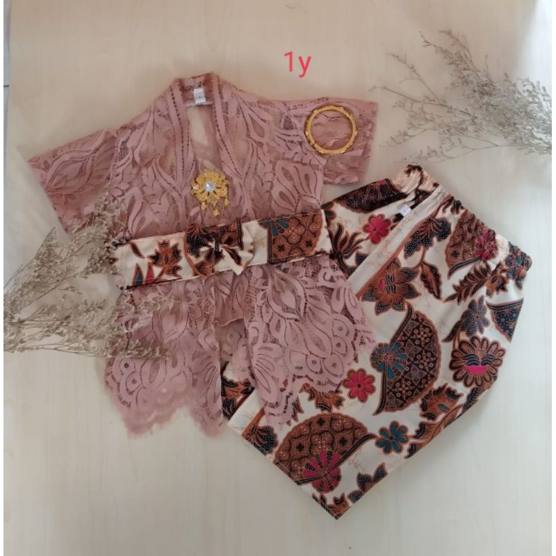 0-8 tahun free bandana SET KEBAYA BROKAT+KAMEN OBI BATIK ANAK