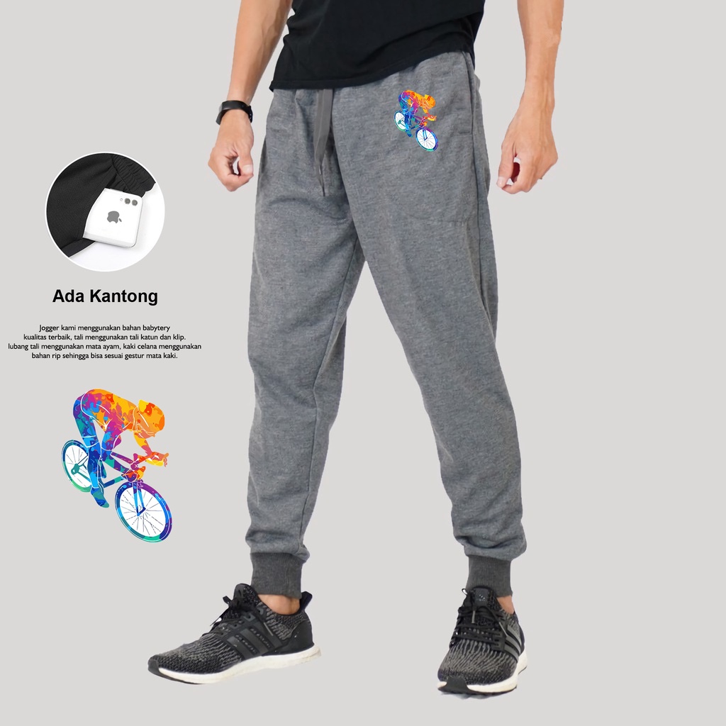 Lilipop.id Celana Joger Pria Gowes Sepeda Training Jogger Olahraga Pants Yoga Gym