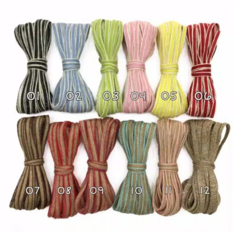 1 YARD  - 0.6 CM |  PITA GONI WARNA | PITA HAMPERS KADO (Harga per 1 yard 90 cm BUKAN 1 Roll)