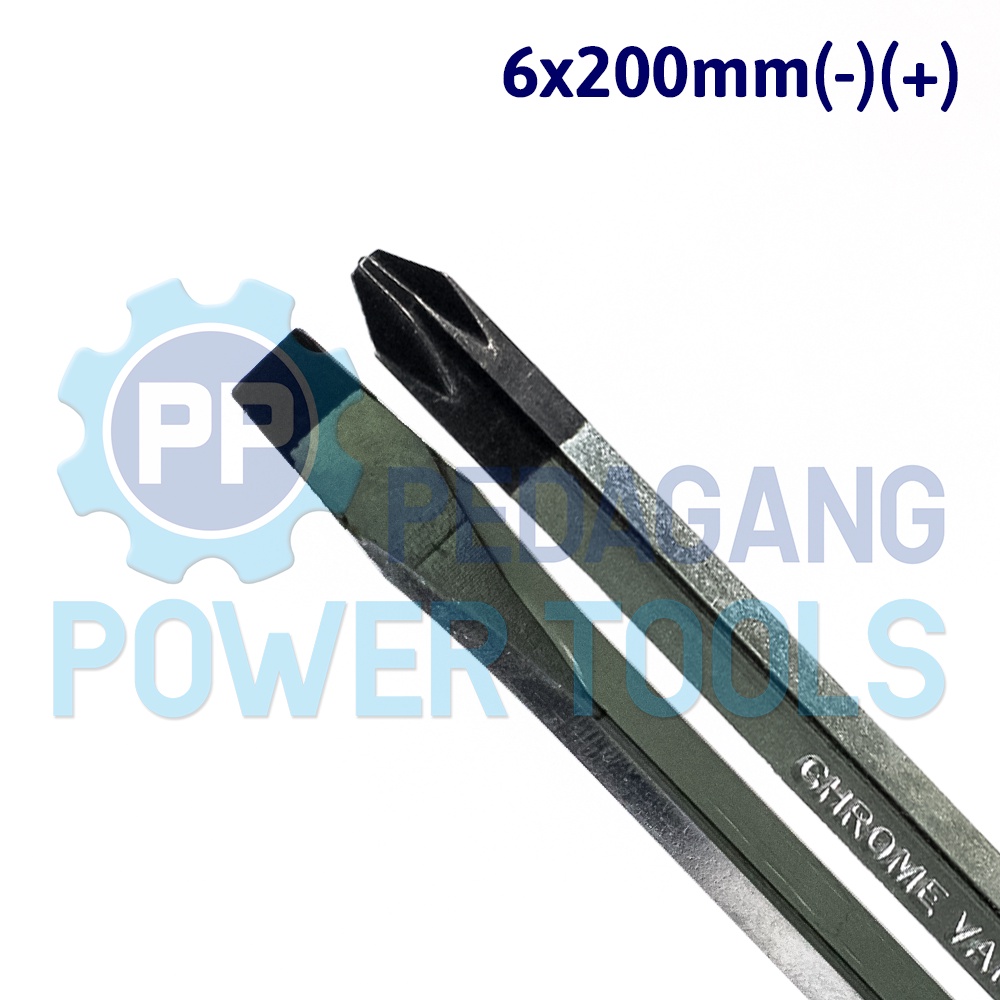 PAKET 2 SET BISON 8&quot; OBENG TEMBUS PLUS MINUS KETOK GO THRU SCREWDRIVER
