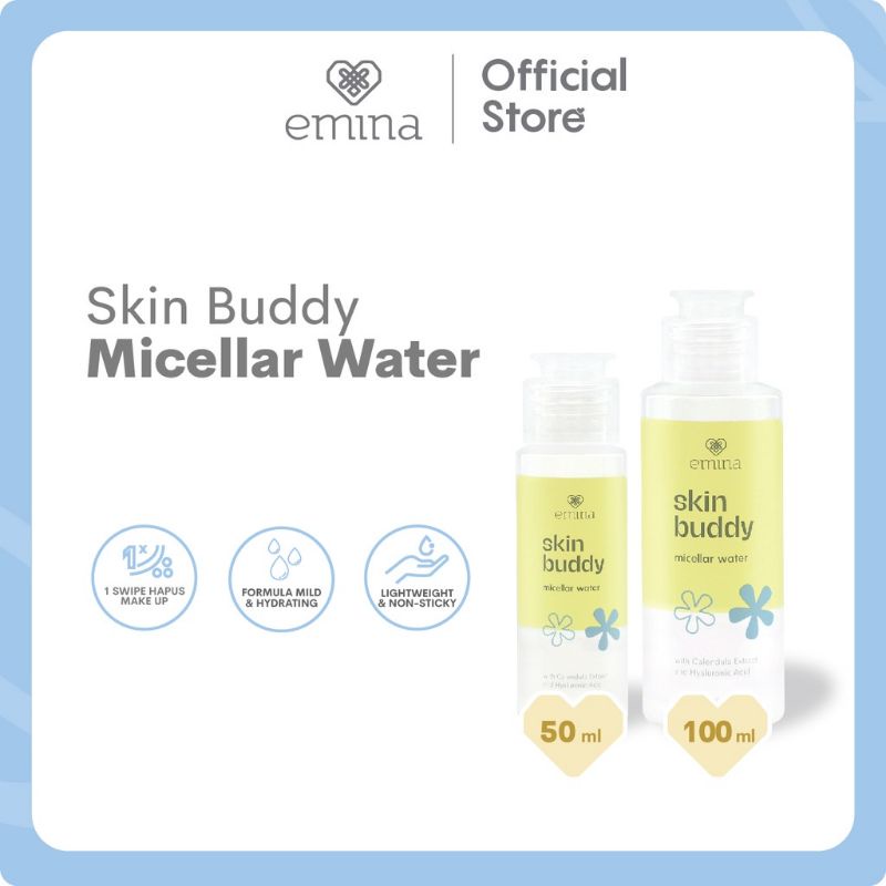 EMINA SKIN BUDDY Micellar Water 50/ 100mL - Bubble Up/ Dot Burst Face Wash 60mL - Face Toner 100mL - Sun Protec SPF 30